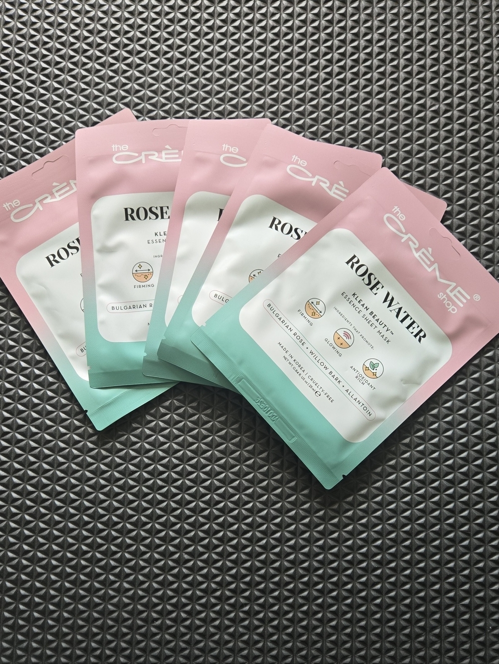 The Creme Shop Rose Water Face Mask – Pink & Mint Hydrating Sheet Mask.  5 Packs